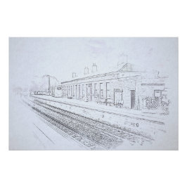 トッドモーデン駅のスケッチ ヴィンテージスタイル ポスター