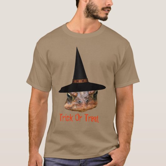トッド顔ウィッチハットハロウィンおもしろいTシャツ Tシャツ (正面)
