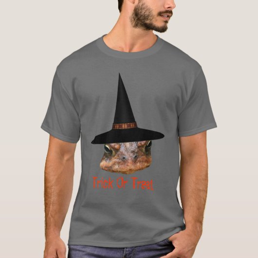 トッド顔ウィッチハットハロウィンおもしろいTシャツ Tシャツ (正面)