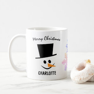 トッパーの帽子に雪だるま笑みを浮かべる。メリークリスマス コーヒーマグカップ