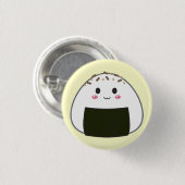 トッピングが付いているかわいいの"Onigiri"の米球 缶バッジ (正面&裏面)