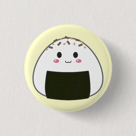トッピングが付いているかわいいの"Onigiri"の米球 缶バッジ (正面)