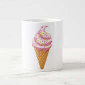 トッピングコフ付きワッフルコーンのストロベリーサンデース ジャンボコーヒーマグカップ (正面)