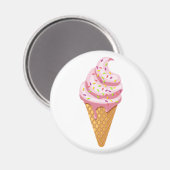 トッピング付きワッフルコーンのストロベリーサンデース マグネット (正面/裏面)