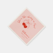 「トップのチェリー」ウェディングシャワーナプキン スタンダードカクテルナプキン (角)