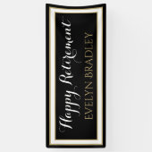 トップの選択！ブラック&金ゴールドでハッピーリタイアバナー 横断幕 (縦)