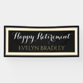 トップの選択！ブラック&金ゴールドでハッピーリタイアバナー 横断幕 (横)