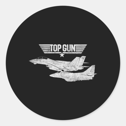 トップガンホワイト飛行機 ラウンドシール (正面)