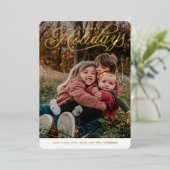 トップキャプションハッピーホリデーズフォイルホリデーカード 箔招待状 (立ち正面)