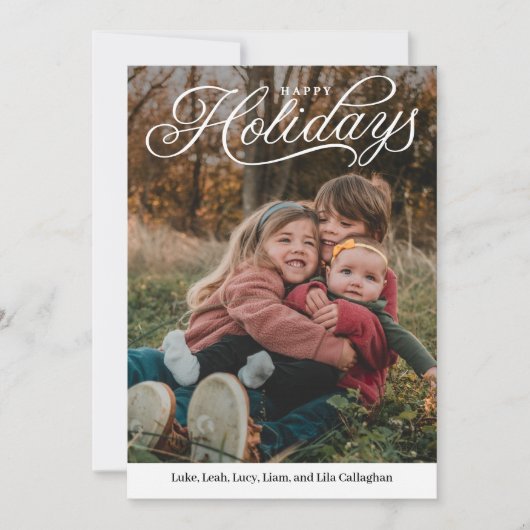 トップキャプションハッピーホリデーズ編集可能カラーカード シーズンカード (正面)