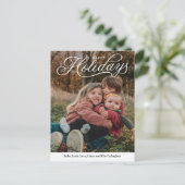 トップキャプションハッピーホリデーズ編集可能カラーポストカード シーズンポストカード (スタンド正面)