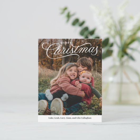 トップキャプションメリークリスマス編集可能カラー シーズンポストカード (スタンド正面)