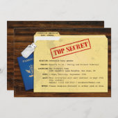トップシークレットエージェントミッションベビー性別の表示パーティー 招待状 (正面/裏面)