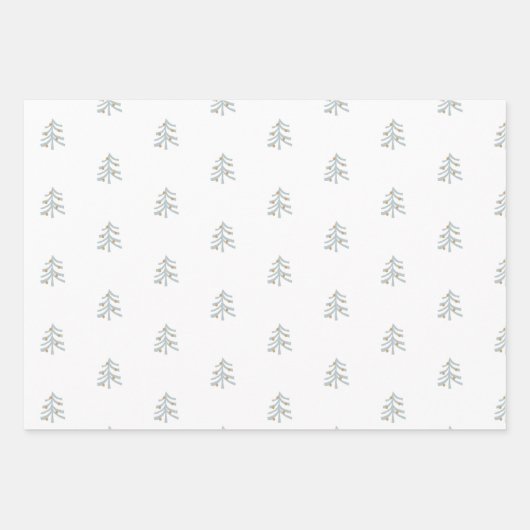 トップシート上の名前、3つの折り返し紙モダンツリー ラッピングペーパーシート (正面2)