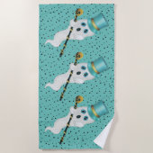 トップスファンシーの3つの幽霊ハットカネズブラックスターズ ビーチタオル (正面)