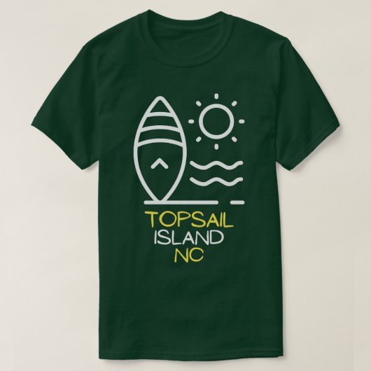 トップセイルアイランドノースオリナ夏期サーフィン Tシャツ (デザイン正面)