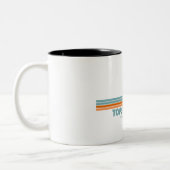 トップセイルビーチノースカロライナ州サンパームツリーズ ツートーンマグカップ (左)