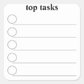 トップタスクプランニングのチェックリストのステッカー スクエアシール (正面)