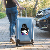 トップノットとアメリカ国旗のグラス シール (スーツケースインサイチュ)