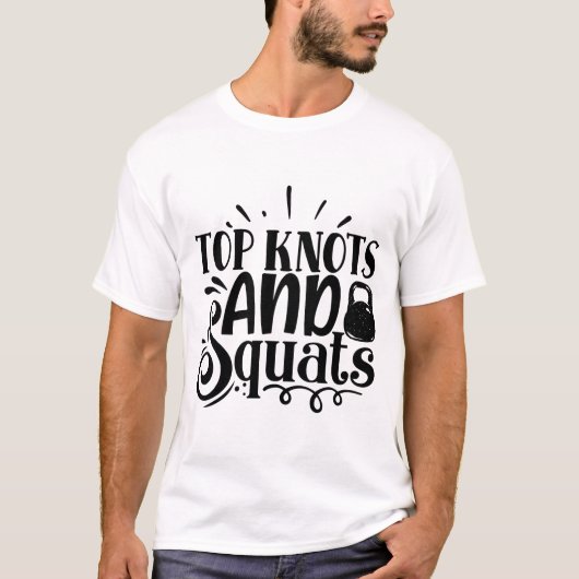 トップノットとスクワット Tシャツ (正面)