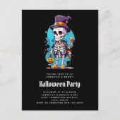 トップハックールトハロウィーンのスケルトン インビテーションポストカード (正面)