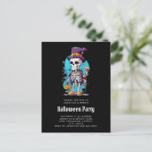 トップハックールトハロウィーンのスケルトン インビテーションポストカード (スタンド正面)