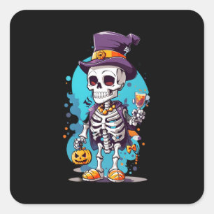 トップハックールトハロウィーンのスケルトン スクエアシール