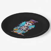 トップハックールトハロウィーンのスケルトン ペーパープレート (アングル)