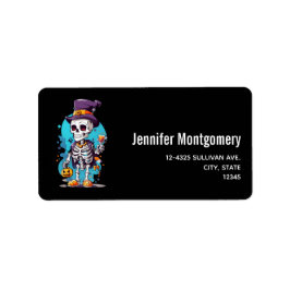 トップハックールトハロウィーンのスケルトン ラベル