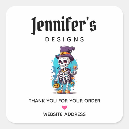 トップハックールトハロウィーンのビジネスの骨格 スクエアシール (正面)