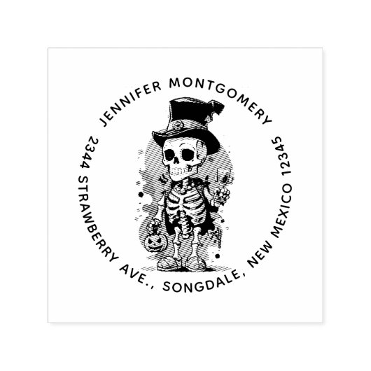 トップハックールトハロウィーンアドレスのスケルトン セルフインキングスタンプ (デザイン)