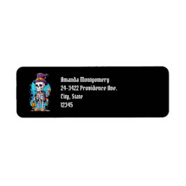 トップハックールトハロウィーンブラックのスケルトン ラベル