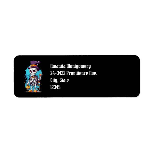 トップハックールトハロウィーンブラックのスケルトン ラベル (正面)