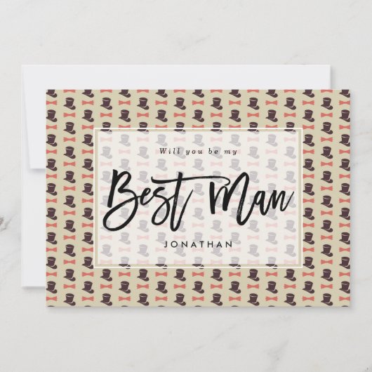 トップハットが私の花婿介添人提案カード サンキューカード (正面)