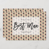 トップハットが私の花婿介添人提案カード サンキューカード (正面/裏面)