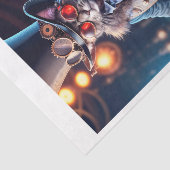 トップハットとゴーグルのギタ遊ー付きスチームパンク猫 薄葉紙 (詳細)