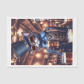 トップハットとゴーグルのドリンビール付きスチームパンク猫 薄葉紙 (正面)