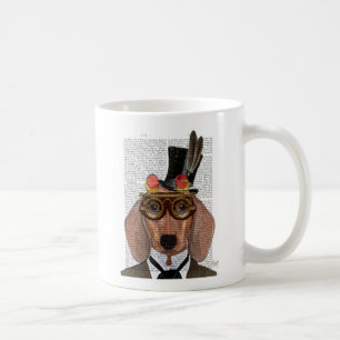 トップハットとゴーグル付きダックスシュント コーヒーマグカップ