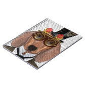 トップハットとゴーグル付きダックスシュント ノートブック (左側)