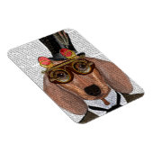 トップハットとゴーグル付きダックスシュント マグネット (右側)