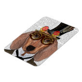 トップハットとゴーグル付きダックスシュント マグネット (左側)