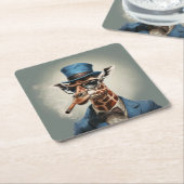 トップハットとジャケットのキリン スクエアペーパーコースター (アングル)