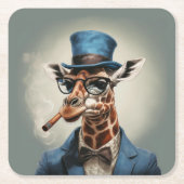 トップハットとジャケットのキリン スクエアペーパーコースター (正面)