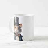 トップハットとスーツマグの中のマウス コーヒーマグカップ (正面左)