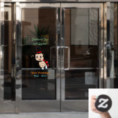 トップハットとネクタイ漫画の可愛いラディバグ ウィンドウサイン (オフィスドア)