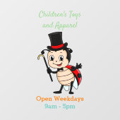 トップハットとネクタイ漫画の可愛いラディバグ ウィンドウサイン (シート)