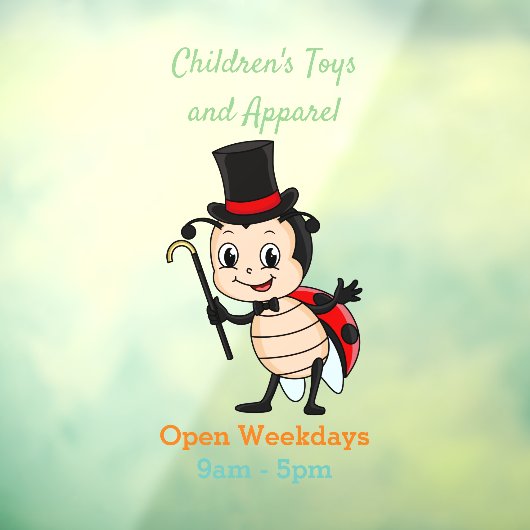 トップハットとネクタイ漫画の可愛いラディバグ ウィンドウサイン (シート3)