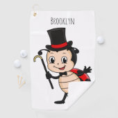 トップハットとネクタイ漫画の可愛いラディバグ ゴルフタオル (インサイチュ)