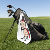 トップハットとネクタイ漫画の可愛いラディバグ ゴルフタオル (グリーン)