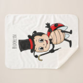 トップハットとネクタイ漫画の可愛いラディバグ シェルパブランケット (正面(横))